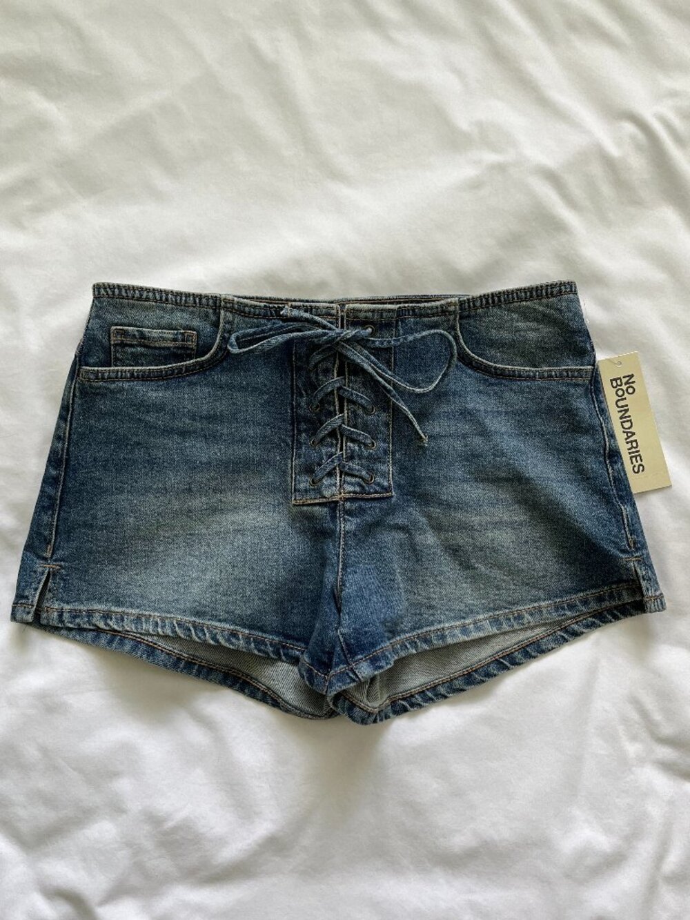 Lace Up Denim Micro Shorts